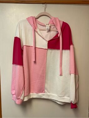 BiBi Pink & White Patchwork Hoodie